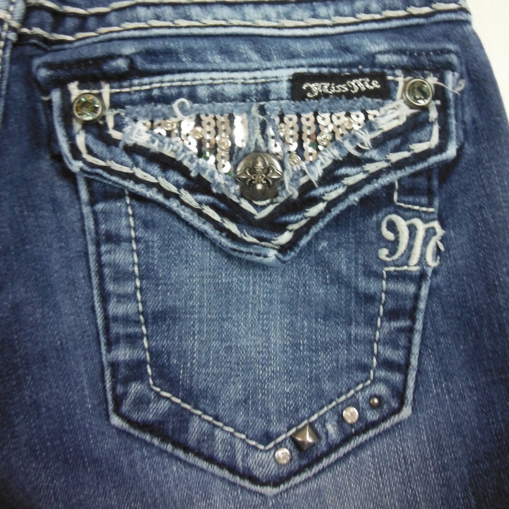 Miss Me Decorative Pocket Denim Skinny Jeans -26 - Picture 2 of 8